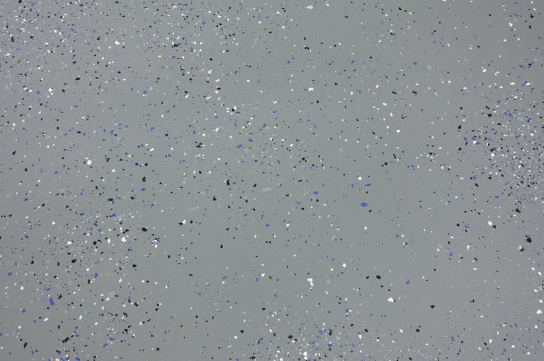 Garage floor with epoxy coating and decorative flakes