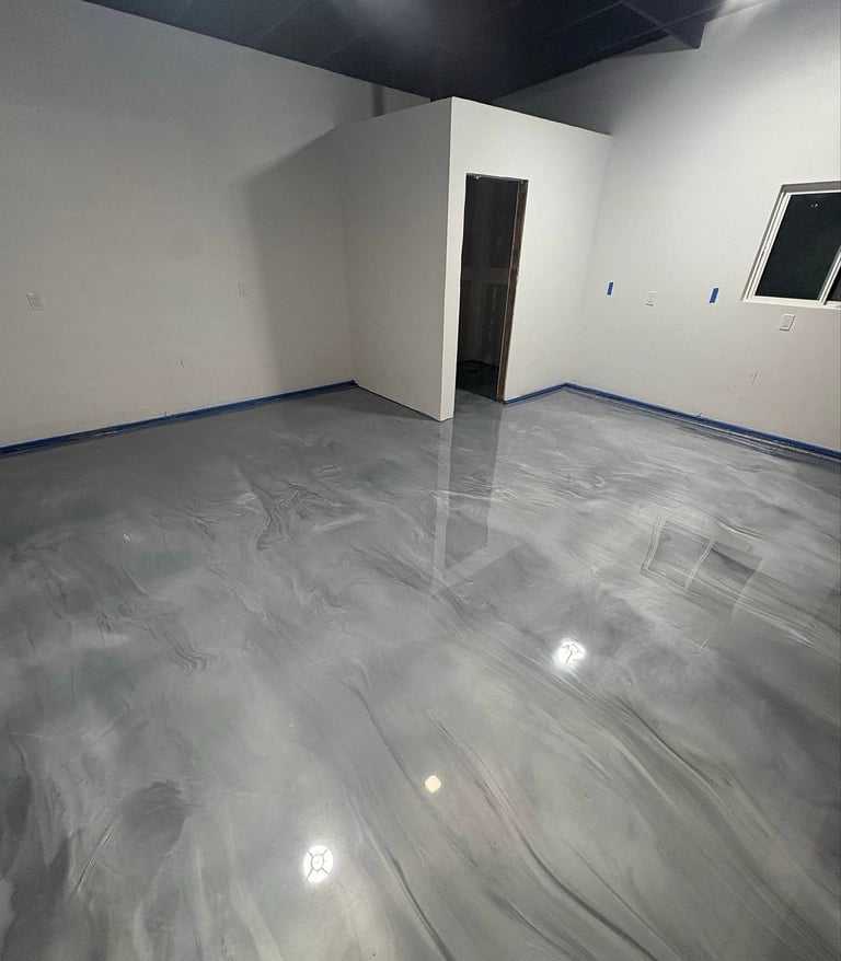 metallic epoxy gray room Orange County