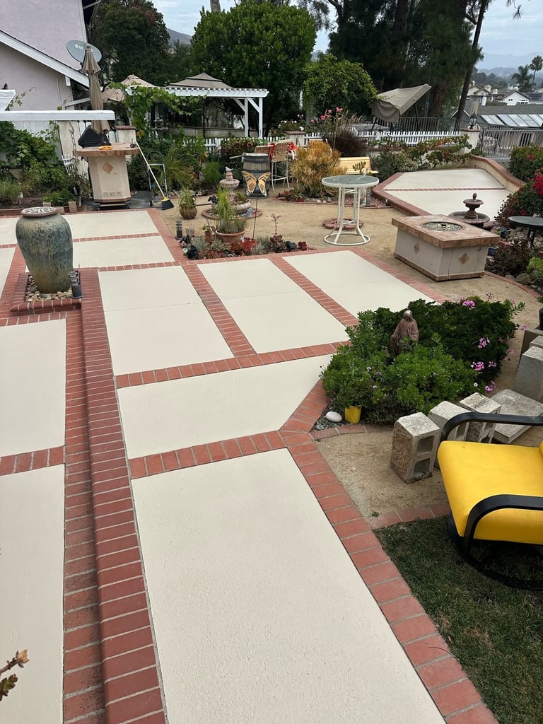 Patio refreshed with acrylic concrete sealer in Orange County by Cozy Coatings