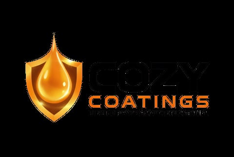 CRV Coatings logo featuring a golden shield with a liquid droplet emblem and company name text