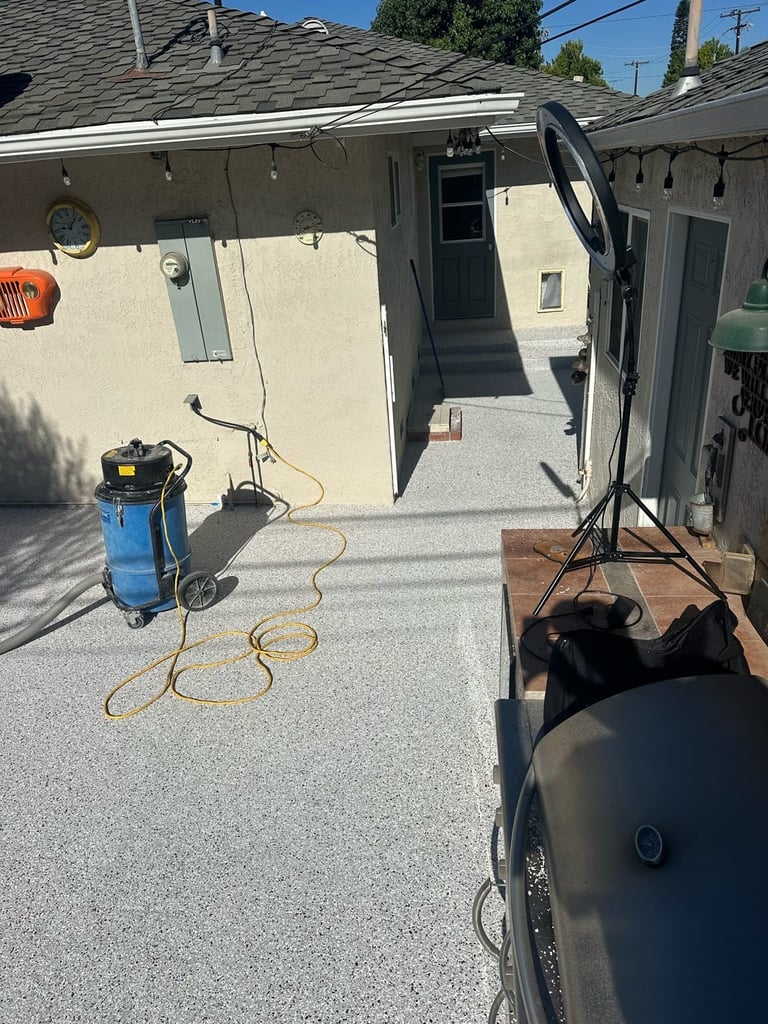 Patio flake in progress Orange County