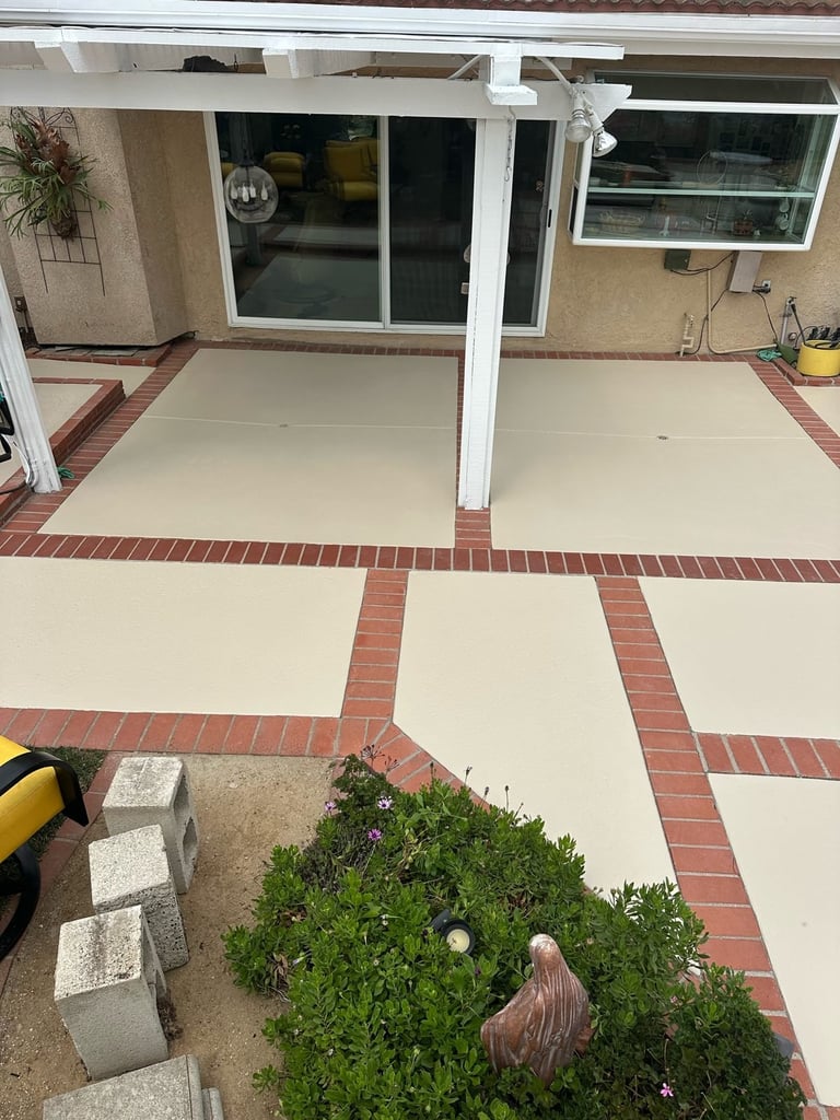 Covered patio refreshed with acrylic concrete sealer